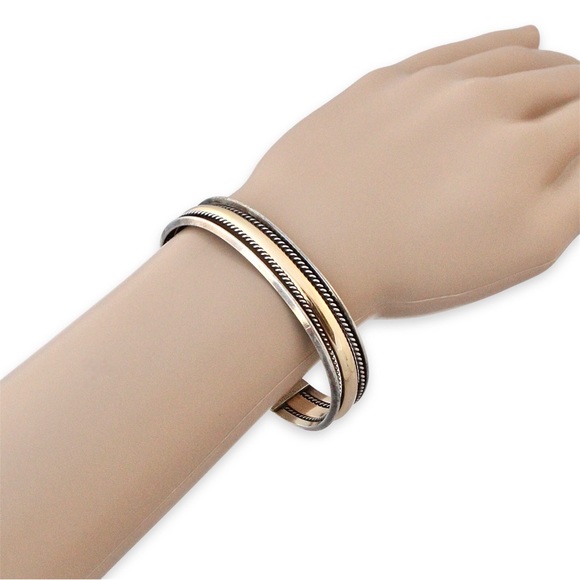 Vintage Sterling Silver & 12K Gold Filled Cuff Bracelet Two Tone Native American - Picture 3 of 7